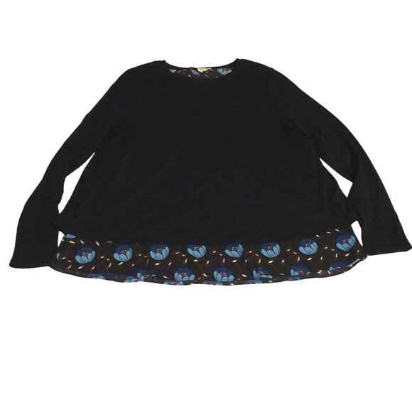 LOFT Tops - Ann Taylor Loft Women Blue Layered-Look Floral Long Sleeve Knit Top Size L